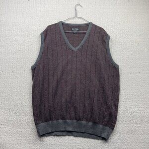 Gran Sasso Wool Blend Vest Mens Size 2XL Sleeveless Jumper V-Neck Red Red